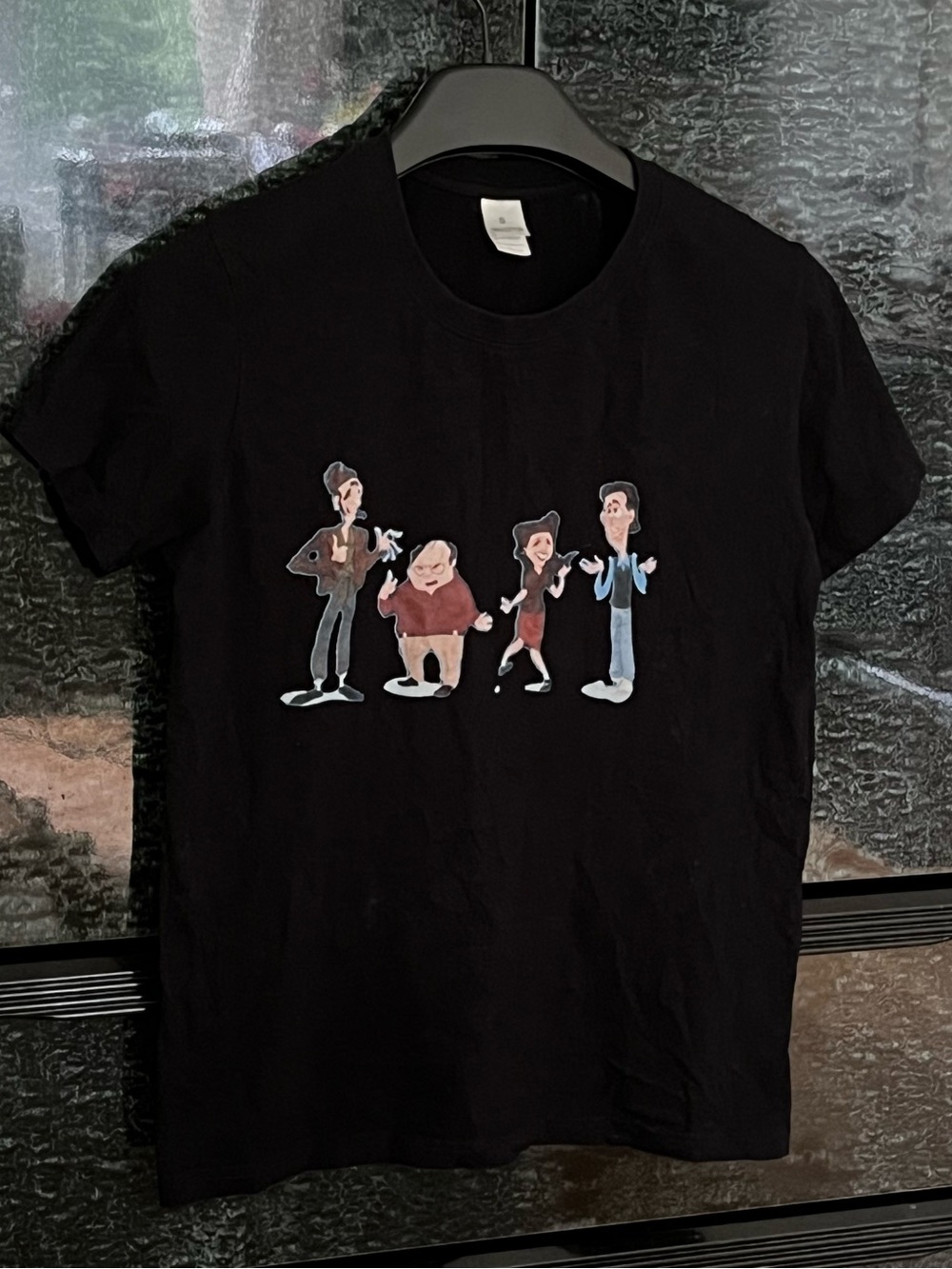 2/25$ Cotton Crewneck Seinfeld Cartoon Print Tee in Black